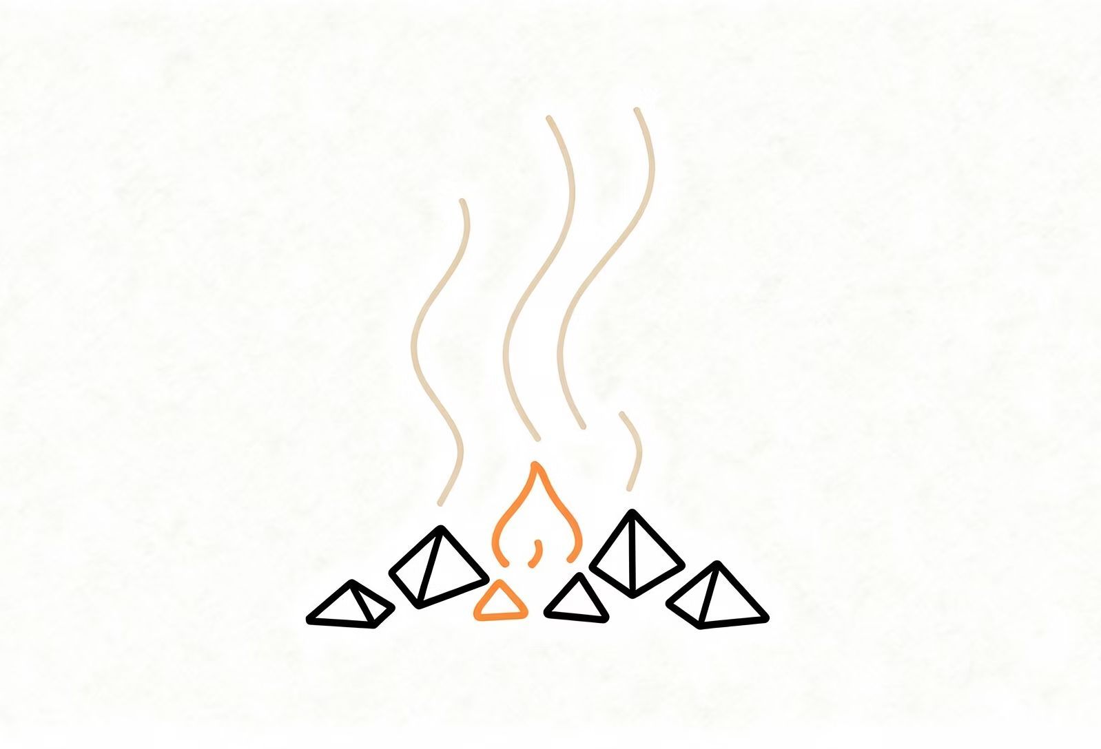 TexasPrick line illustration of a campfire and gathering place