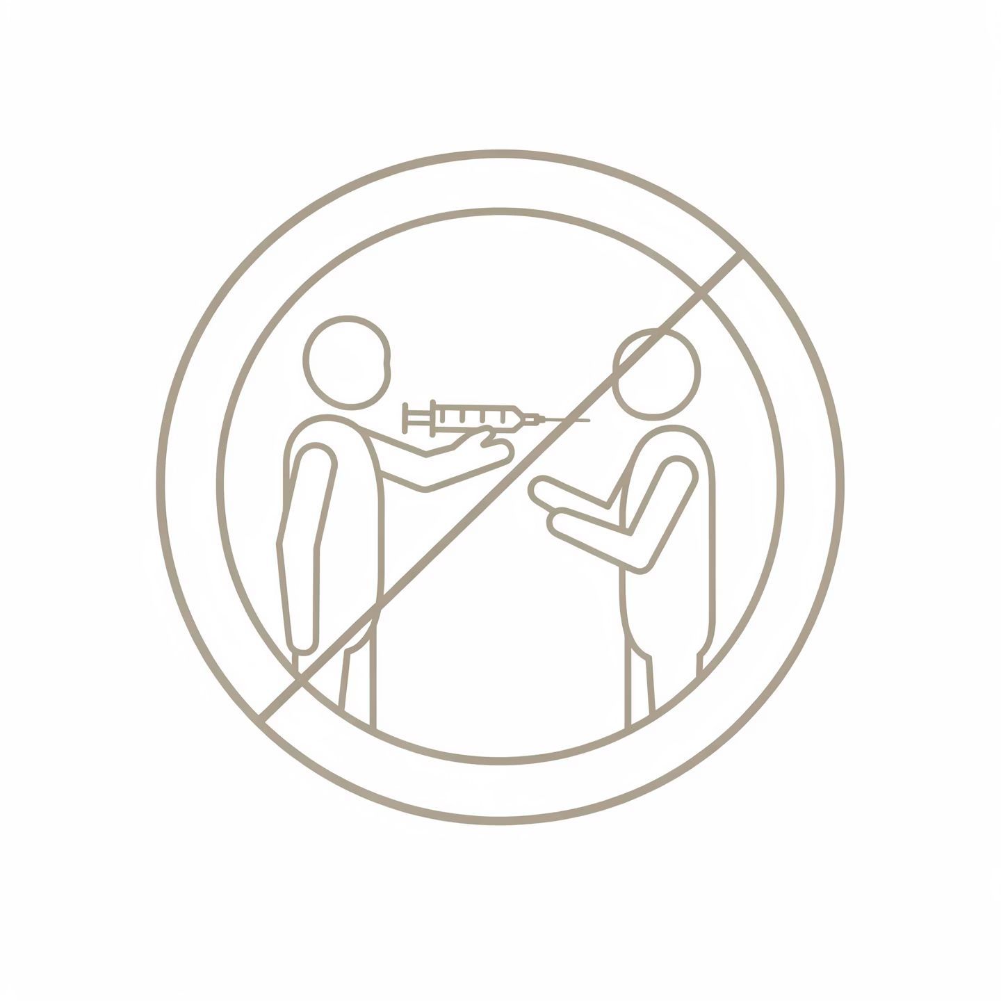Two figures inside a crossed circle
